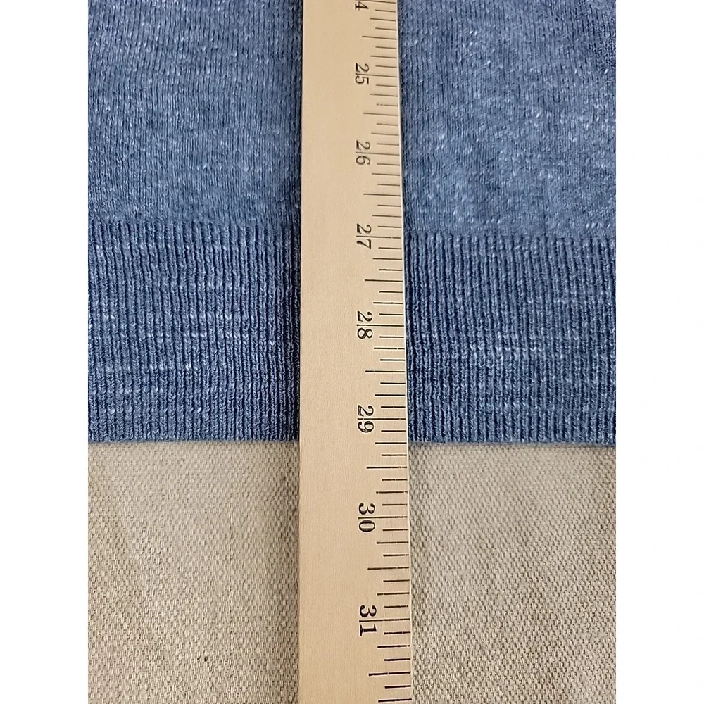 J.Crew V-Neck Sweater Mens XL Blue Marl Cotton C4611 Lightweight Ribbed Knit